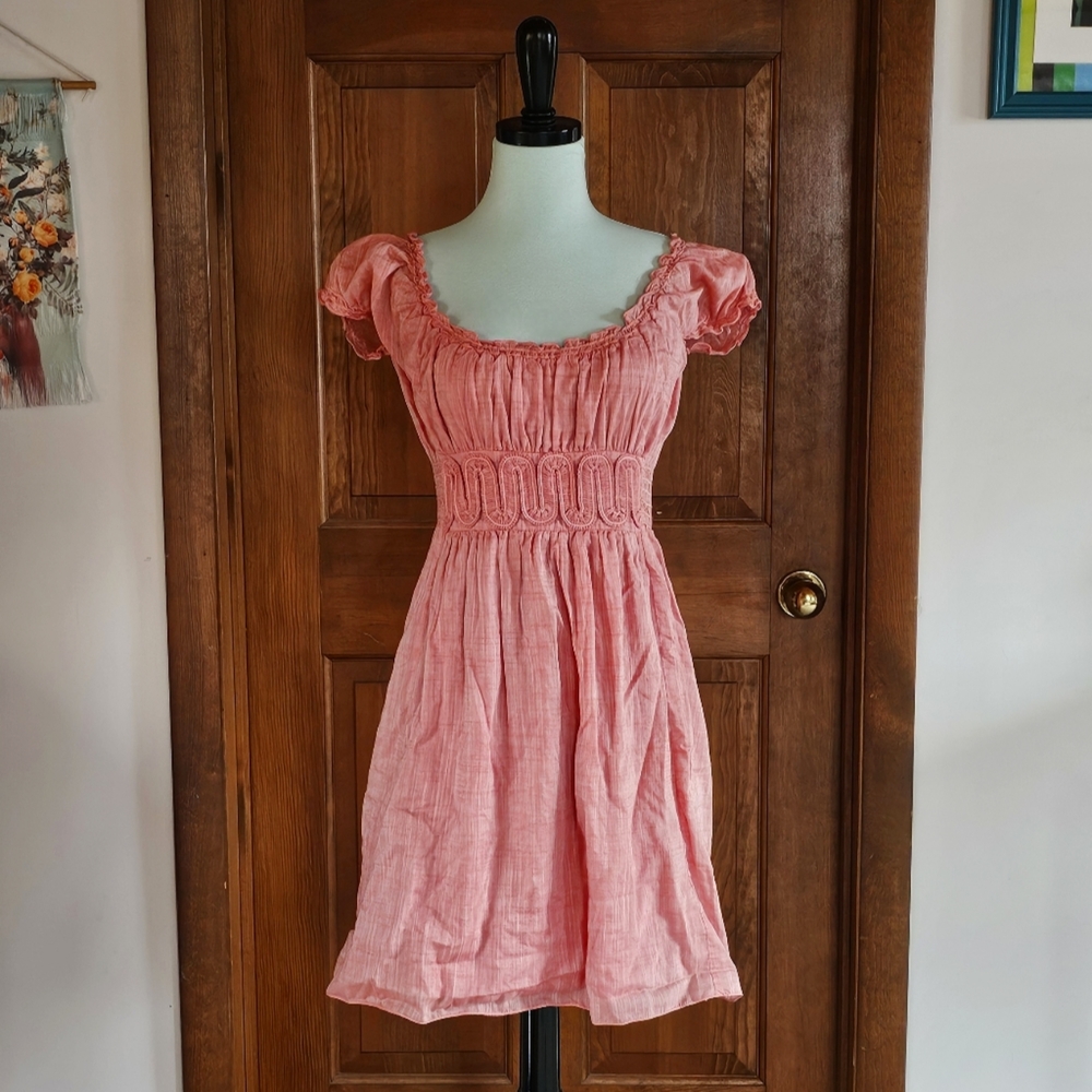 Pink Peasant Dress